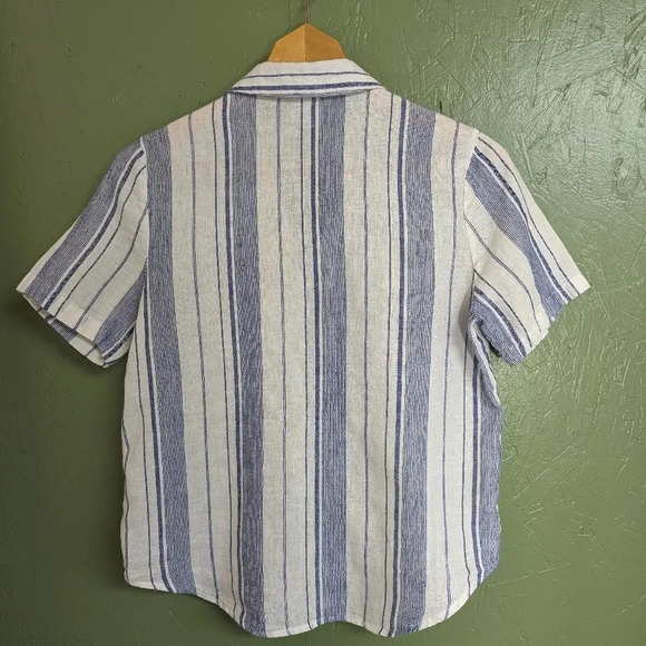 Forever 21 button up blouse, blue and white striped, women's small C13 - Picture 4 of 4